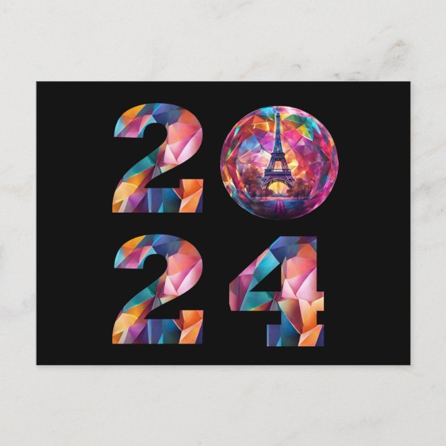 Cartes Pour Fêtes Annuelles Nouvel An 2024 Eve-Paris, Tour France-Eiffel- (Devant)