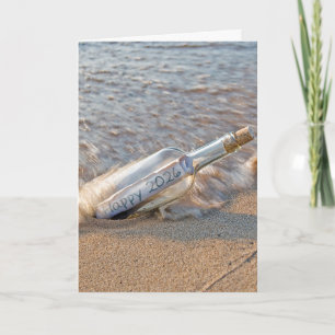 Cartes Pour Fêtes Annuelles Nouvel An 2026 Message dans une bouteille