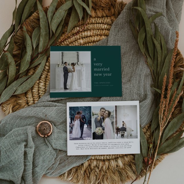 Cartes Pour Fêtes Annuelles Nouvel an à feuillage persistant marié | Mariage é (Créateur téléchargé)