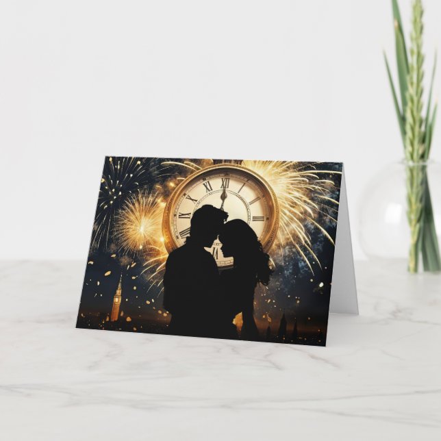 Cartes Pour Fêtes Annuelles Nouvel An Amour Romantique Horloge romantique Minu (Devant)