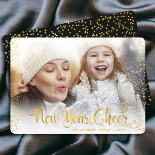 Cartes Pour Fêtes Annuelles Nouvel an Cheer Gold Parties scintillant Points Ph