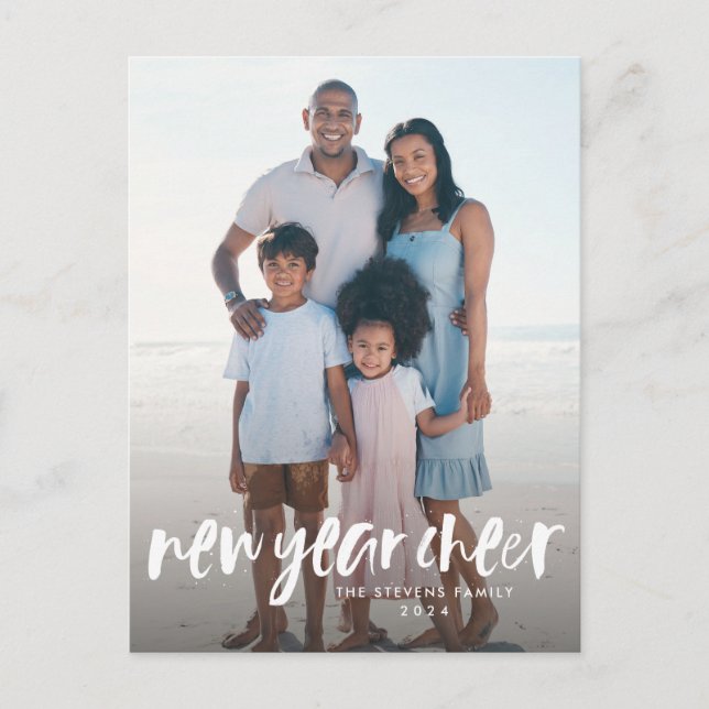 Cartes Pour Fêtes Annuelles Nouvel an cheer simple moderne blanc (Devant)