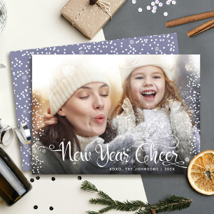 Cartes Pour Fêtes Annuelles Nouvel An Cheval Bold Moderne Flakes Blanches à ne