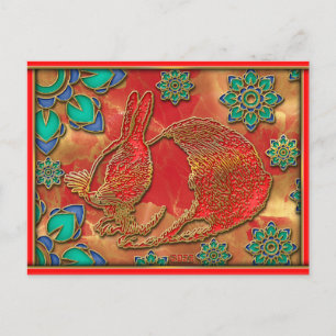 Cartes Pour Fêtes Annuelles Nouvel An Chinois 2023 Lapin Bleu Vert Rouge Or