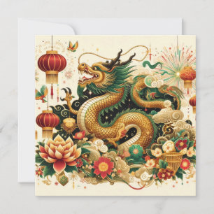Cartes Pour Fêtes Annuelles Nouvel An chinois 2024 Année du Dragon