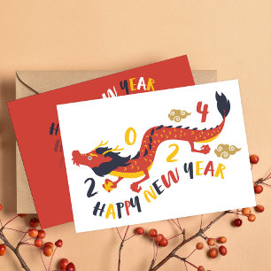Cartes Pour Fêtes Annuelles Nouvel An Chinois 2024 Année Du Dragon