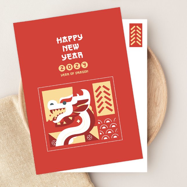 Cartes Pour Fêtes Annuelles Nouvel An Chinois 2024 Année Du Dragon (Créateur téléchargé)