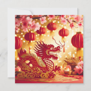 Cartes Pour Fêtes Annuelles Nouvel An chinois 2024 Année du Dragon