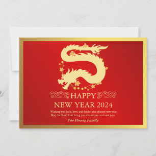 Cartes Pour Fêtes Annuelles Nouvel An Chinois 2024, Année Du Dragon Rouge Holi
