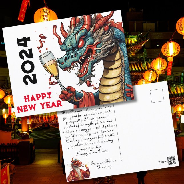 Cartes Pour Fêtes Annuelles Nouvel An chinois 2024 Célébration lunaire de drag (Créateur téléchargé)