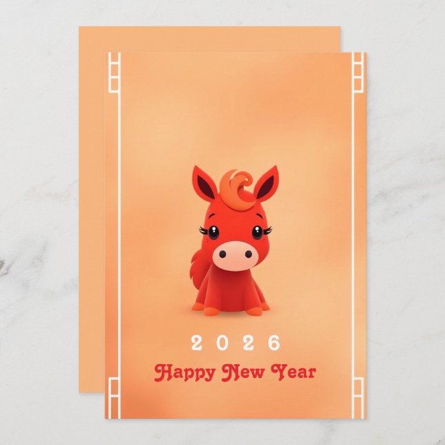Cartes Pour Fêtes Annuelles Nouvel an chinois 2026 (Devant / Derrière)