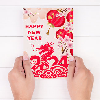 Cartes Pour Fêtes Annuelles Nouvel An Chinois Dragon 2024 Nouvel An Lunaire Ro