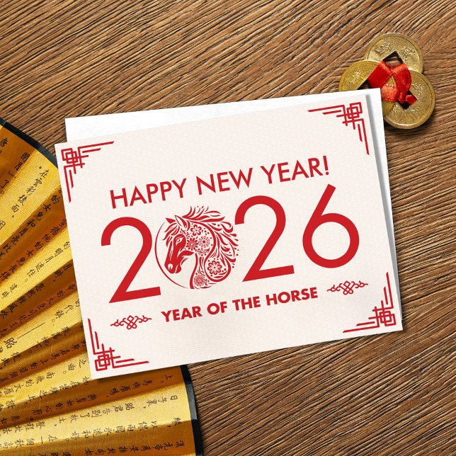 Cartes Pour Fêtes Annuelles Nouvel an chinois du cheval 2026 (Créateur téléchargé)