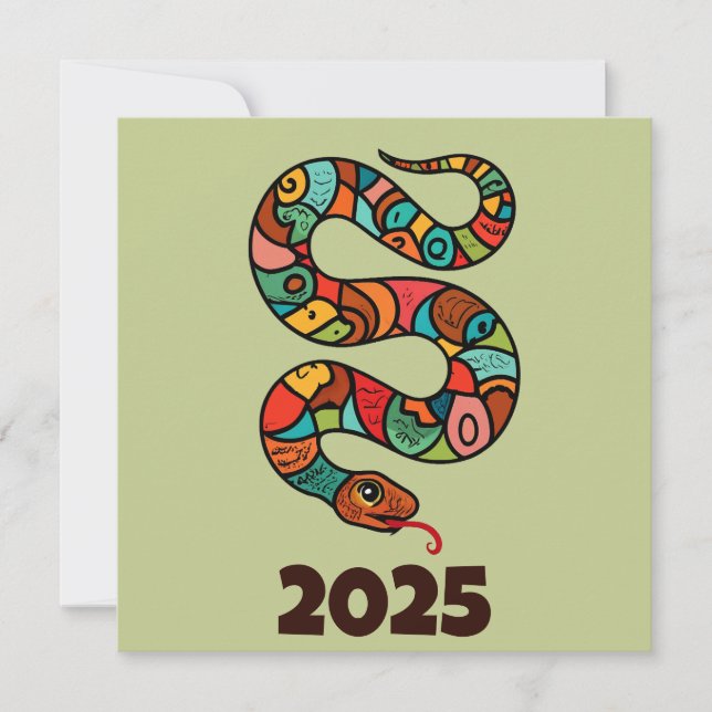 Cartes Pour Fêtes Annuelles Nouvel An Chinois Du Serpent À Bois 2025 (Devant)