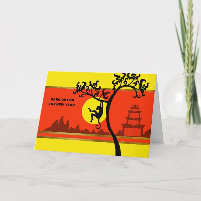 Cartes Pour Fêtes Annuelles Nouvel an chinois du singe qui bat (Devant)