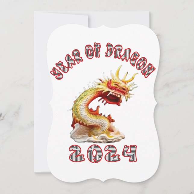 Cartes Pour Fêtes Annuelles Nouvel An Chinois Lunaire Du Dragon 2024 (Devant)