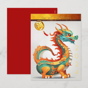 Cartes Pour Fêtes Annuelles Nouvel An chinois magnifique Dragon Anniversaire H