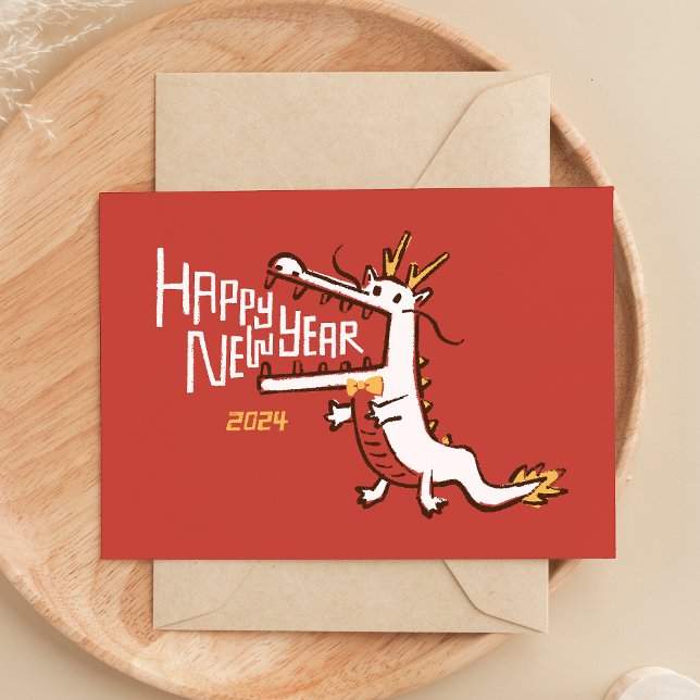 Cartes Pour Fêtes Annuelles Nouvel An Chinois Moderne 2024 Année Du Dragon (Créateur téléchargé)