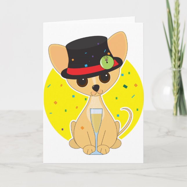 Cartes Pour Fêtes Annuelles Nouvel an du Chihuahua (Devant)