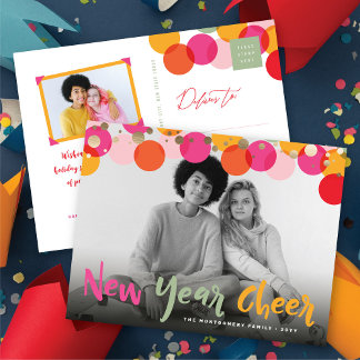 Cartes Pour Fêtes Annuelles Nouvel An Joyeux Colorful & Fun Confetti Points Ph