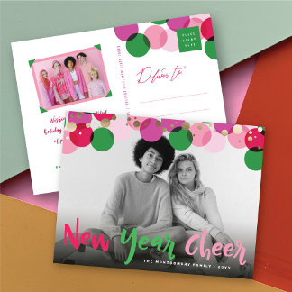 Cartes Pour Fêtes Annuelles Nouvel An Joyeux Colorful & Fun Confetti Points Ph