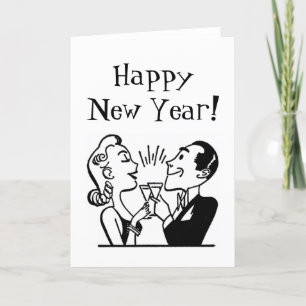 Cartes Pour Fêtes Annuelles Nouvel An Rétro