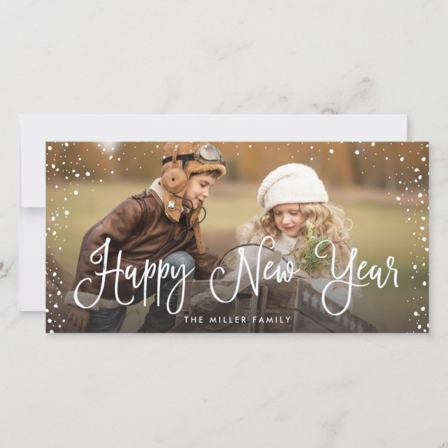 Cartes Pour Fêtes Annuelles Nouvel An Vacances Photo Neige (Devant)