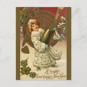 Cartes Pour Fêtes Annuelles Nouvel An Victorien vintage Réveillon Champagne An