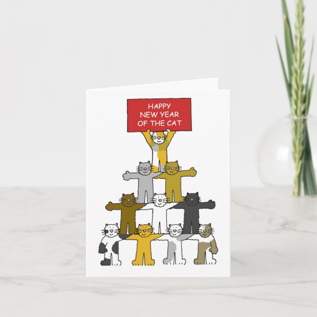 Cartes Pour Fêtes Annuelles Nouvel An vietnamien du chat (Devant)