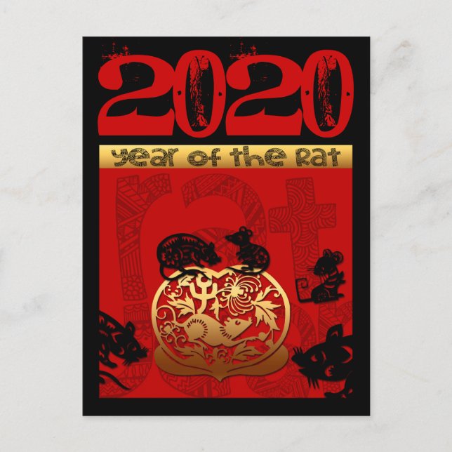 Cartes Pour Fêtes Annuelles Nouvel anniversaire du zodiac Année chinoise du ra (Devant)