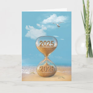 Cartes Pour Fêtes Annuelles Nouvelle Année 2027 Chronomètre à Sable sur la Pla