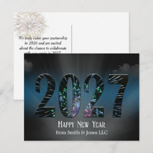 Cartes Pour Fêtes Annuelles Nouvelle Année 2027 Feux d'Artifice et Nuages