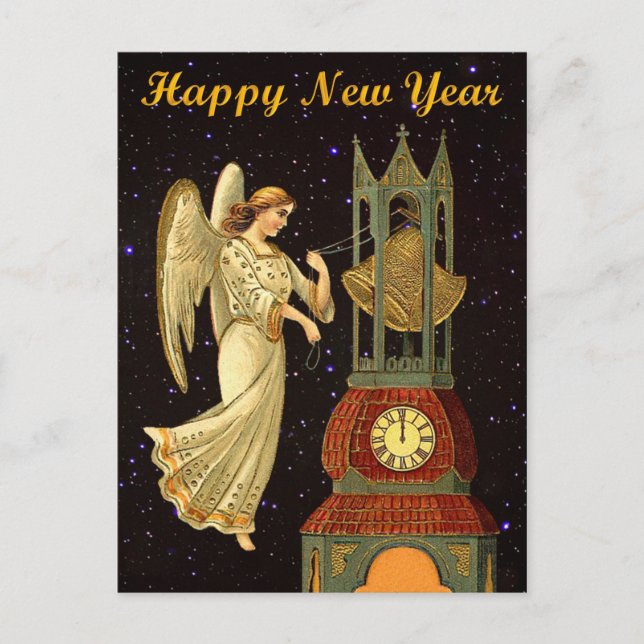 Cartes Pour Fêtes Annuelles nouvelle année ange vintage (Devant)