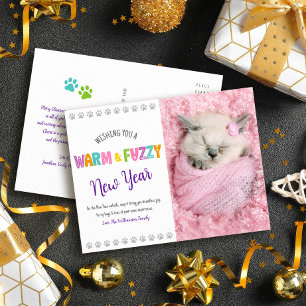 Cartes Pour Fêtes Annuelles Nouvelle Année Chaleureuse et Douce Photo de Chien
