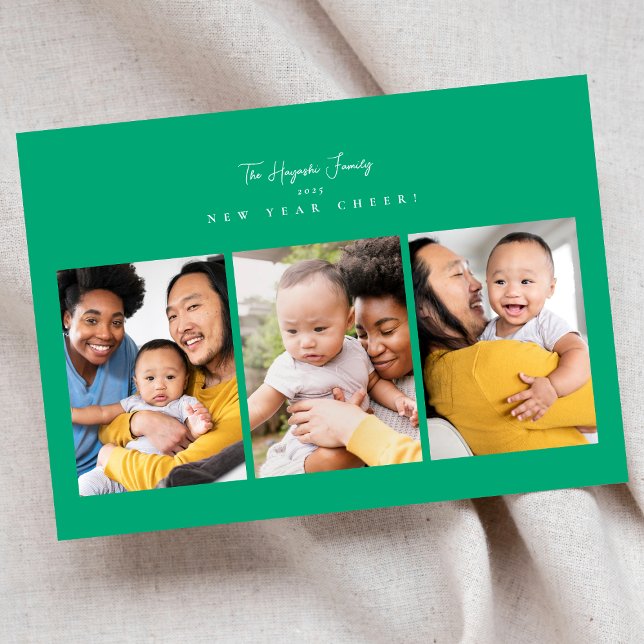 Cartes Pour Fêtes Annuelles nouvelle année cheer minimalist 4 photo collage sc (Créateur téléchargé)