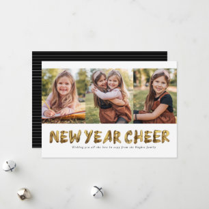 Cartes Pour Fêtes Annuelles Nouvelle année cheer or trois photo