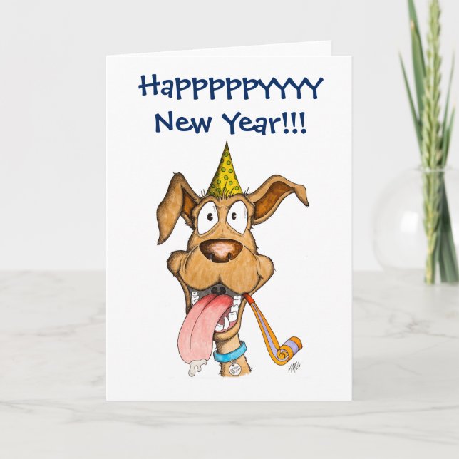 Cartes Pour Fêtes Annuelles Nouvelle année : Chien (boom de boom) (Devant)