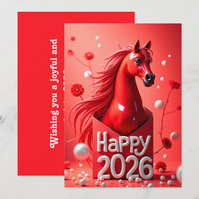 Cartes Pour Fêtes Annuelles Nouvelle année chinoise 2026 (Devant / Derrière)
