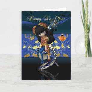 Cartes Pour Fêtes Annuelles nouvelle année chinoise avec la poupée mignonne de