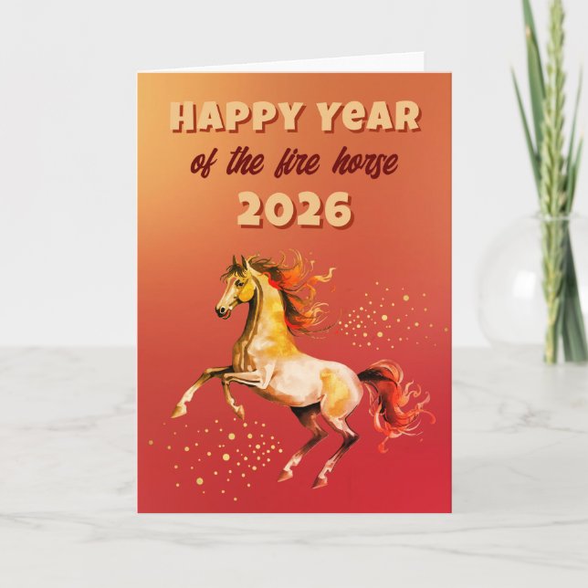 Cartes Pour Fêtes Annuelles Nouvelle année chinoise du Cheval de Feu 2026 (Devant)