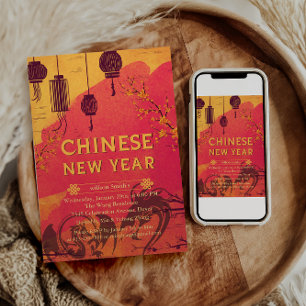 Cartes Pour Fêtes Annuelles Nouvelle année lunaire chinoise rouge or bonheur a