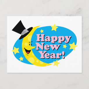 Cartes Pour Fêtes Annuelles Nouvelle année Lune et étoiles
