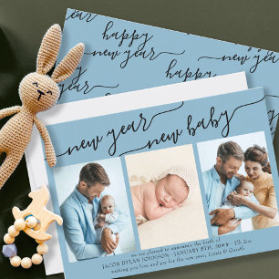 Cartes Pour Fêtes Annuelles Nouvelle-année Nouvelle-Fille Elegant Script 3 Pho