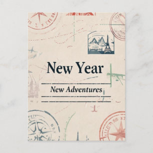 Cartes Pour Fêtes Annuelles Nouvelle Année Nouvelles Aventures Voyage Salutati