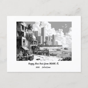 Cartes Pour Fêtes Annuelles Nouvelle année personnalisée 2025 Miami