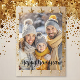 Cartes Pour Fêtes Annuelles Nouvelle année Photo de famille élégante typograph