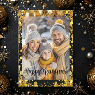 Cartes Pour Fêtes Annuelles Nouvelle année Photo de famille élégante typograph
