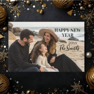 Cartes Pour Fêtes Annuelles Nouvelle année Photo de famille élégante typograph