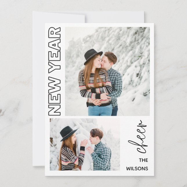 Cartes Pour Fêtes Annuelles nouvelle année, souriante élégante photo multi (Devant)