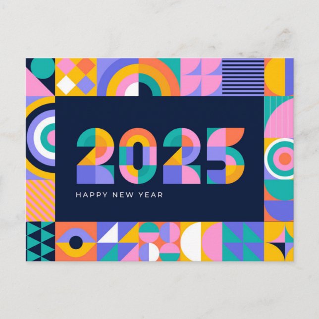Cartes Pour Fêtes Annuelles Nouvelle année vibrante 2025 (Devant)